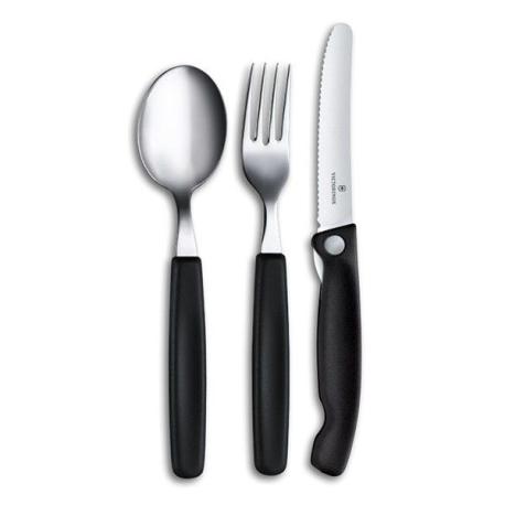 Victorinox Swiss Classic juego de cubiertos de 3-piezas negro con cuchillo plegable